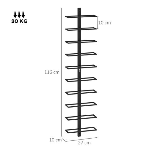 Support Mural Pour 10 Bouteilles De Vin En Acier Noir, Rangement Pratique Et élégant