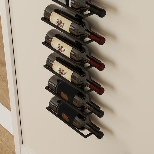 Support Mural Pour 10 Bouteilles De Vin En Acier Noir, Rangement Pratique Et élégant