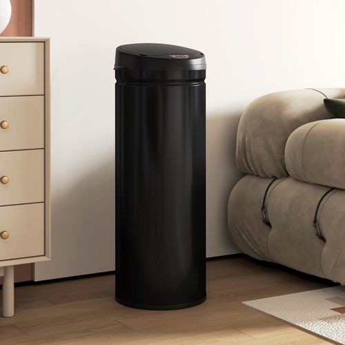 Poubelle Automatique 50 L En Inox Noir Avec Capteur Sans Contact Et Fermeture Soft-close