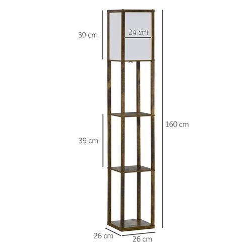 Lampadaire Sur Pied Avec étagères Intégrées, Design Bois élégant Pour Salon Ou Chambre