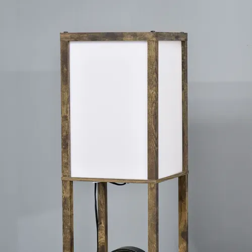 Lampadaire Sur Pied Avec étagères Intégrées, Design Bois élégant Pour Salon Ou Chambre