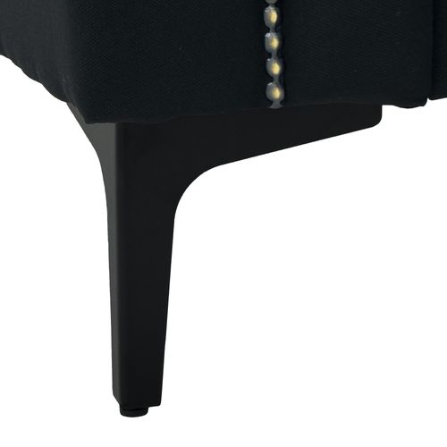 Canapé 2 Places Compact 172 Cm En Lin Noir, Structure Bois Massif, Pieds Métal, Confort, Lot De 2