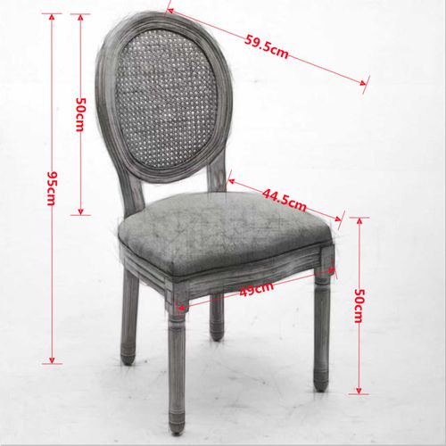 Lot De 2 Chaises De Salle à Manger Style Français Avec Dossier En Rotin, Beige
