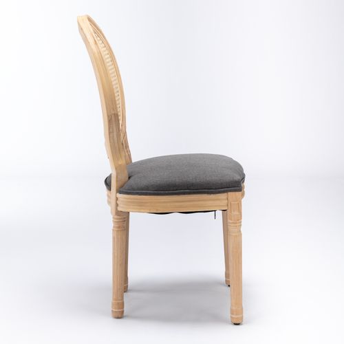 Lot De 2 Chaises De Salle à Manger Style Français Avec Dossier En Rotin, Gris