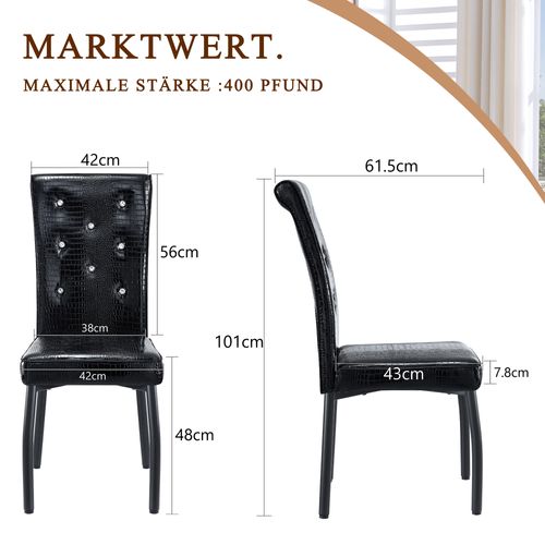 Lot De 2 Chaises De Salle à Manger Vintage En Simili Crocodile Noir Avec Détails Crista