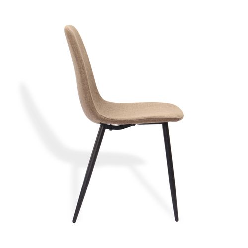 Chaises De Salle à Manger Minimalistes En Tissu Marron Avec Pieds Métal, Nordique épuré, Lot De 2