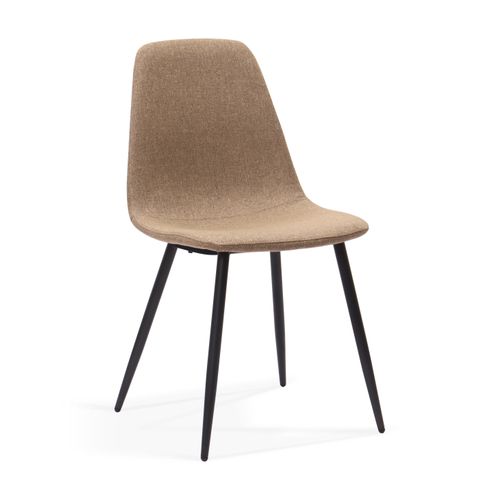 Chaises De Salle à Manger Minimalistes En Tissu Marron Avec Pieds Métal, Nordique épuré, Lot De 2