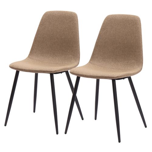Chaises De Salle à Manger Minimalistes En Tissu Marron Avec Pieds Métal, Nordique épuré, Lot De 2