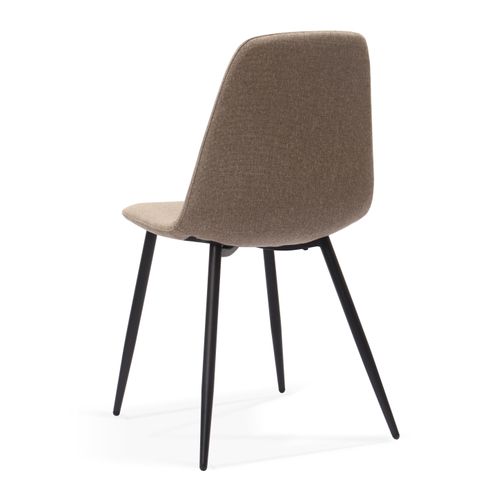 Chaises De Salle à Manger Minimalistes En Tissu Marron Avec Pieds Métal, Nordique épuré, Lot De 2