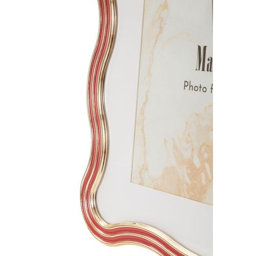 Cadre Photo Elizabeth Rouge Et Or 20x25 Cm En Zinc Et Verre – Design Courbes élégant