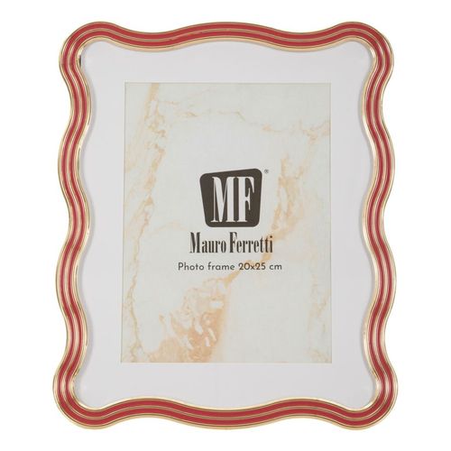 Cadre Photo Elizabeth Rouge Et Or 20x25 Cm En Zinc Et Verre – Design Courbes élégant