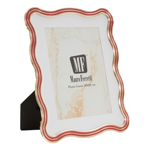 Cadre Photo Elizabeth Rouge Et Or 20x25 Cm En Zinc Et Verre – Design Courbes élégant