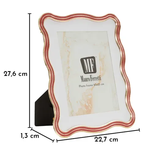 Cadre Photo Elizabeth Rouge Et Or 20x25 Cm En Zinc Et Verre – Design Courbes élégant