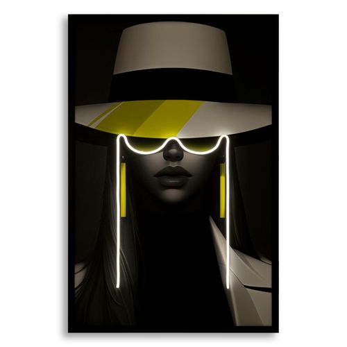 Tableau Portrait Margot Noir Et Blanc Avec LED Et Cadre Mdf – 80x120 Cm