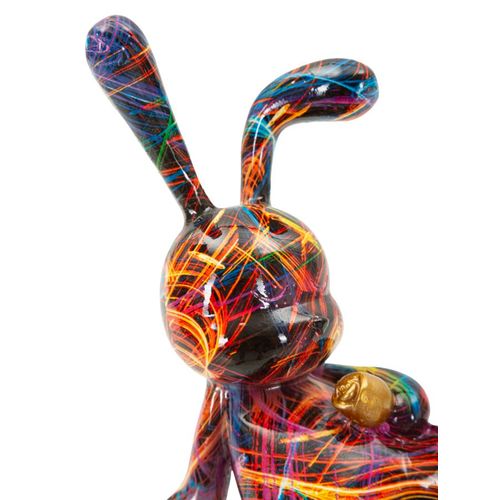 Lapin Décoratif -b- Multicolore En Résine – Design Pop Et Ludique 21,5x10x22 Cm