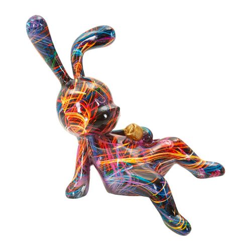 Lapin Décoratif -b- Multicolore En Résine – Design Pop Et Ludique 21,5x10x22 Cm