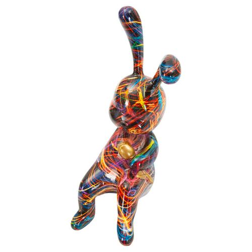 Lapin Décoratif -b- Multicolore En Résine – Design Pop Et Ludique 21,5x10x22 Cm