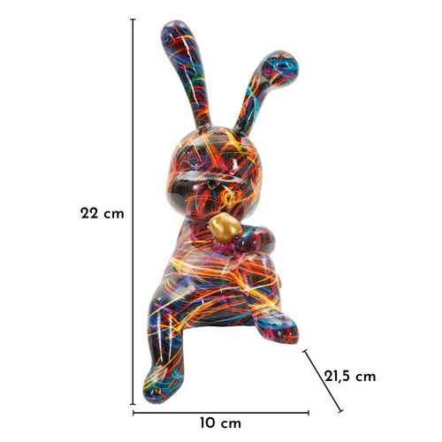 Lapin Décoratif -b- Multicolore En Résine – Design Pop Et Ludique 21,5x10x22 Cm