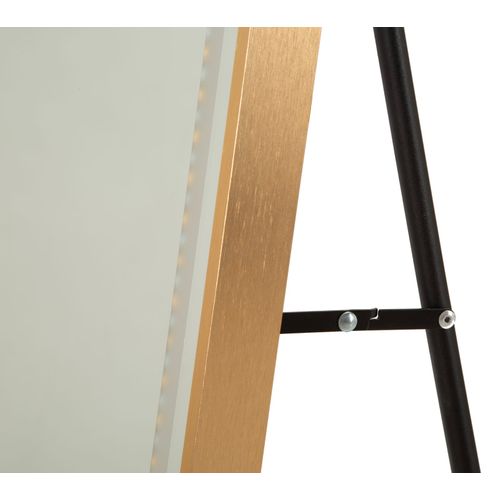Miroir Sur Pied LED Arc Simple Doré 160 Cm, éclairage 3 Couleurs, Design Moderne Et Ligne Douce