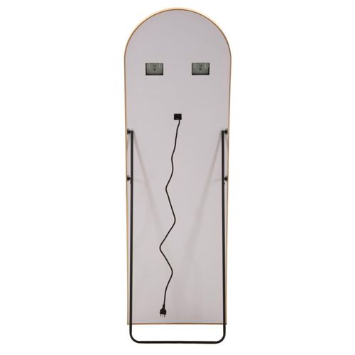 Miroir Sur Pied LED Arc Simple Doré 160 Cm, éclairage 3 Couleurs, Design Moderne Et Ligne Douce