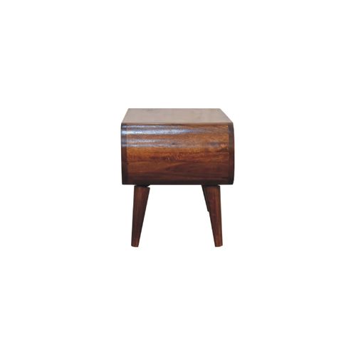 Table Basse Style Nordique En Bois Massif De Manguier, Niche Ouverte, Finition Brun Foncé Naturelle