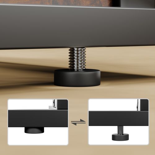 Table D’appoint Pliante En C 60x37x71 Cm Avec Pieds Réglables Et Plateau Bois Effet Rétro