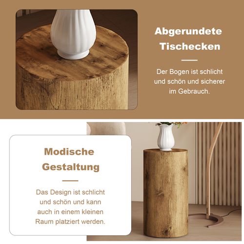 Bout De Canapé Ronde En Mdf Effet Bois – Design Minimaliste Élégant Pour Salon, D. 30 cm, H 55 cm