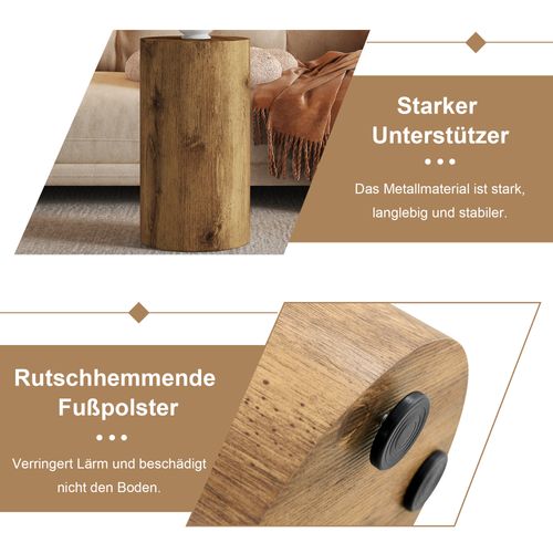 Bout De Canapé Ronde En Mdf Effet Bois – Design Minimaliste Élégant Pour Salon, D. 30 cm, H 55 cm