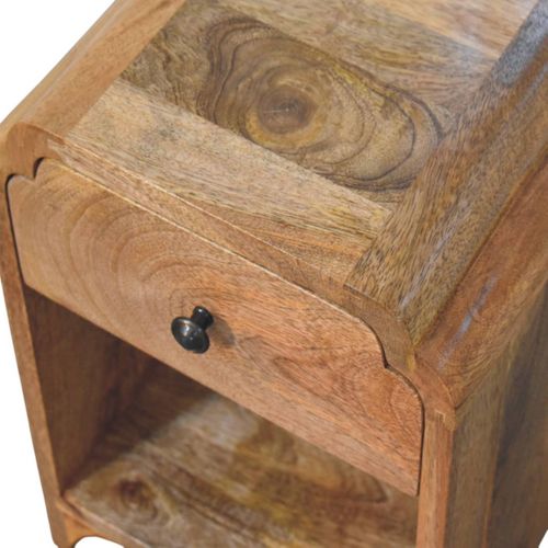 Table De Chevet En Bois Massif Newton, Finition Oak-ish, 1 Tiroir Et 1 étagère, Marron