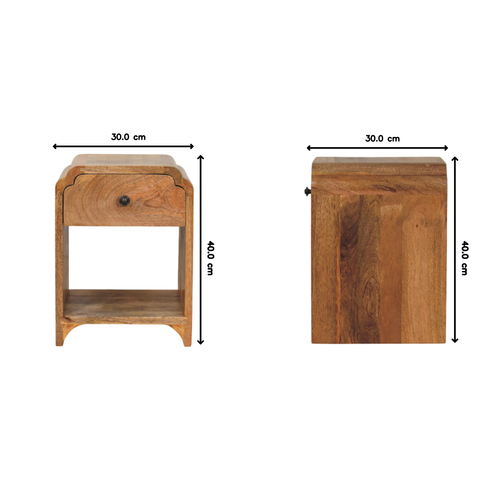 Table De Chevet En Bois Massif Newton, Finition Oak-ish, 1 Tiroir Et 1 étagère, Marron