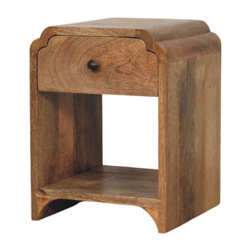 Table De Chevet En Bois Massif Newton, Finition Oak-ish, 1 Tiroir Et 1 étagère, Marron