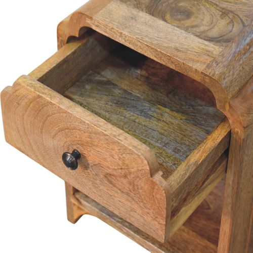 Table De Chevet En Bois Massif Newton, Finition Oak-ish, 1 Tiroir Et 1 étagère, Marron