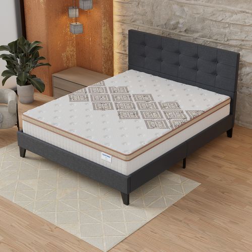 Ensemble 160x200 cm, lit avec tête de lit + matelas ressorts ensachés, ép. 28cm accueil mousse HR