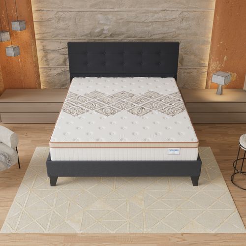 Ensemble 160x200 cm, lit avec tête de lit + matelas ressorts ensachés, ép. 28cm accueil mousse HR