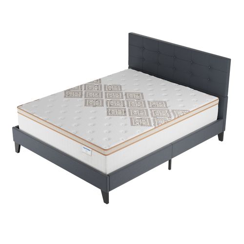 Ensemble 160x200 cm, lit avec tête de lit + matelas ressorts ensachés, ép. 28cm accueil mousse HR