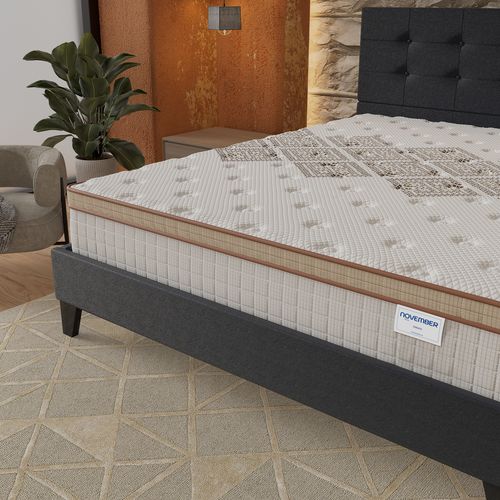 Ensemble 160x200 cm, lit avec tête de lit + matelas ressorts ensachés, ép. 28cm accueil mousse HR