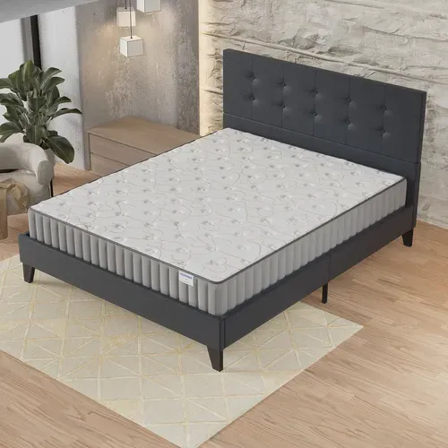 Ensemble Matelas + Lit Avec Tête De Lit 120x190 Cm, Orionis 16cm D’épaisseur à Mémoire De Forme