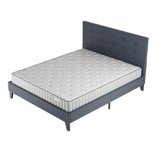 Ensemble 140x190 cm, lit avec tête de lit + matelas mousse ép.16cm à mémoire de forme