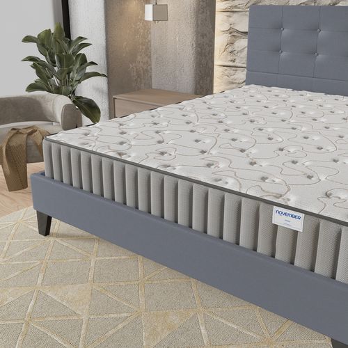 Ensemble 140x190 cm, Lit avec tête de lit + Matelas Mousse ép.16cm à mémoire de forme