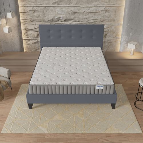 Ensemble 140x200 cm, Lit avec tête de lit + Matelas Mousse ép.16cm à mémoire de forme