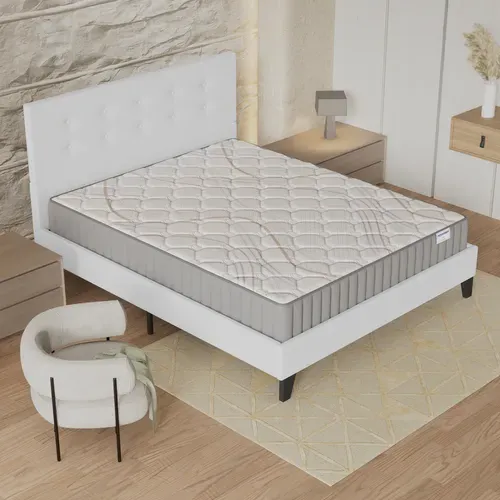 Ensemble 160x190 cm, lit avec tête de lit + matelas Mousse, ép.22cm accueil latex