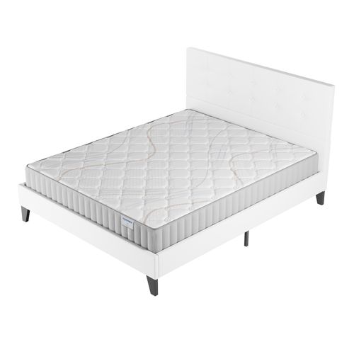 Ensemble 160x190 cm, lit avec tête de lit + matelas Mousse, ép.22cm accueil latex