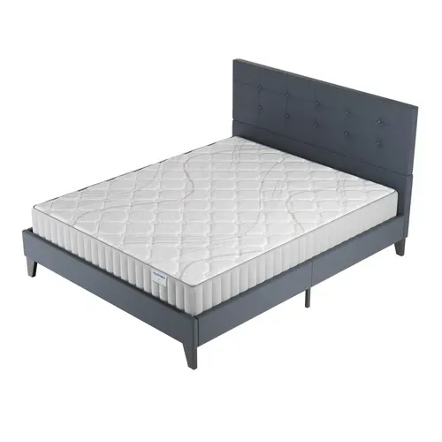 Ensemble 160x200 Cm, Lit Avec Tête De Lit + Matelas Mousse, Ép.22cm Accueil Latex