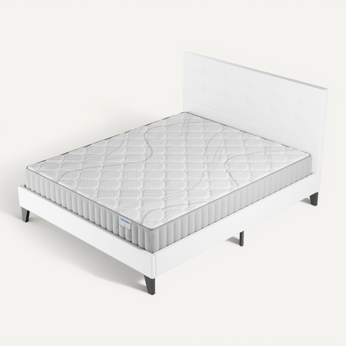 Ensemble 120x190 cm, lit avec tête de lit + matelas mousse, ép.16cm accueil latex