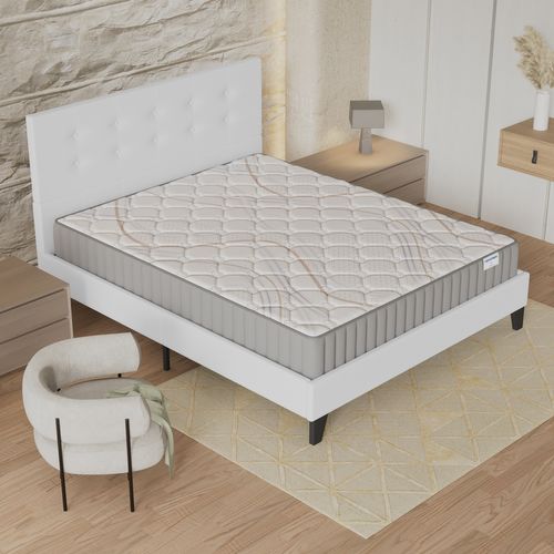 Ensemble 140x190 cm, lit avec tête de lit + matelas mousse, ép.16cm accueil latex