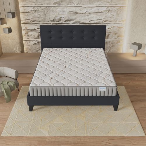 Ensemble 120x190 Cm, Lit Avec Tête De Lit + Matelas Mousse, Ép.16cm Accueil Latex