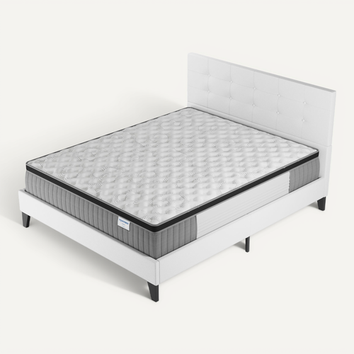 Ensemble 120x190 cm, Lit avec tête de lit + Matelas Ressorts Ensachés ép. 30cm à mémoire de forme