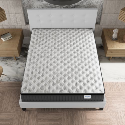 Ensemble 120x190 cm, Lit avec tête de lit + Matelas Ressorts Ensachés ép. 30cm à mémoire de forme