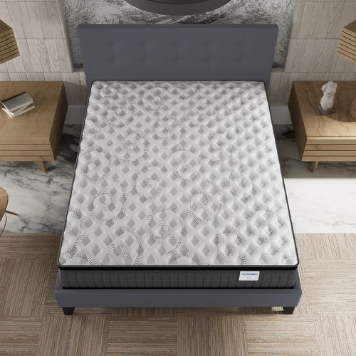 Ensemble 160x200 cm, Lit avec tête de lit + Matelas Ressorts Ensachés ép. 30cm à mémoire de forme