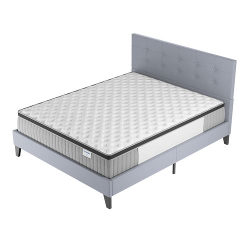 Ensemble 120x190 cm, Lit avec tête de lit + Matelas Ressorts Ensachés ép. 30cm à mémoire de forme